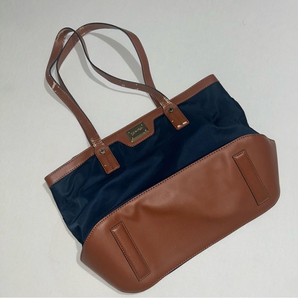 Calvin Klein Navy Blue & Brown Leather Purse​​ - Picture 3 of 11